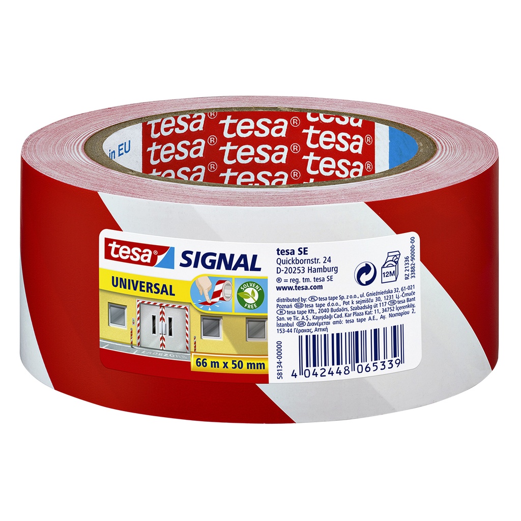 [4042448065339] Waarschuwingsstape tesa 66mx50mm rood wit