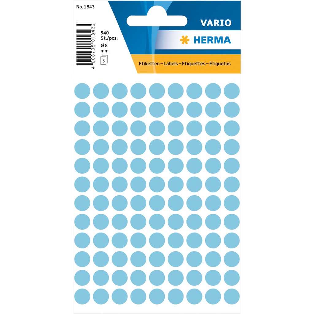 [1843] Etiket HERMA 1843 rond 8mm blauw 540st