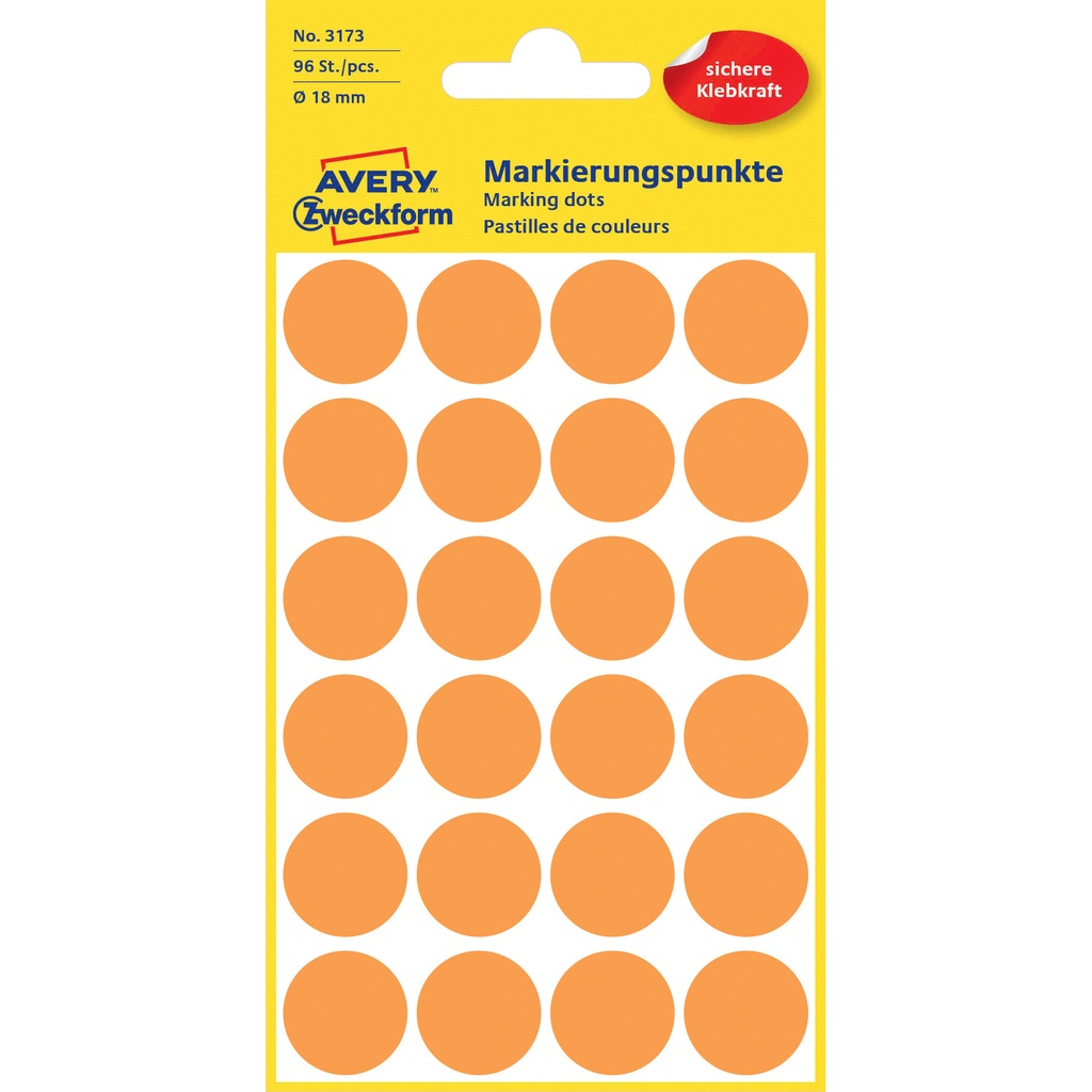 [3173] Etiket Avery 3173 rond 18mm or 96st