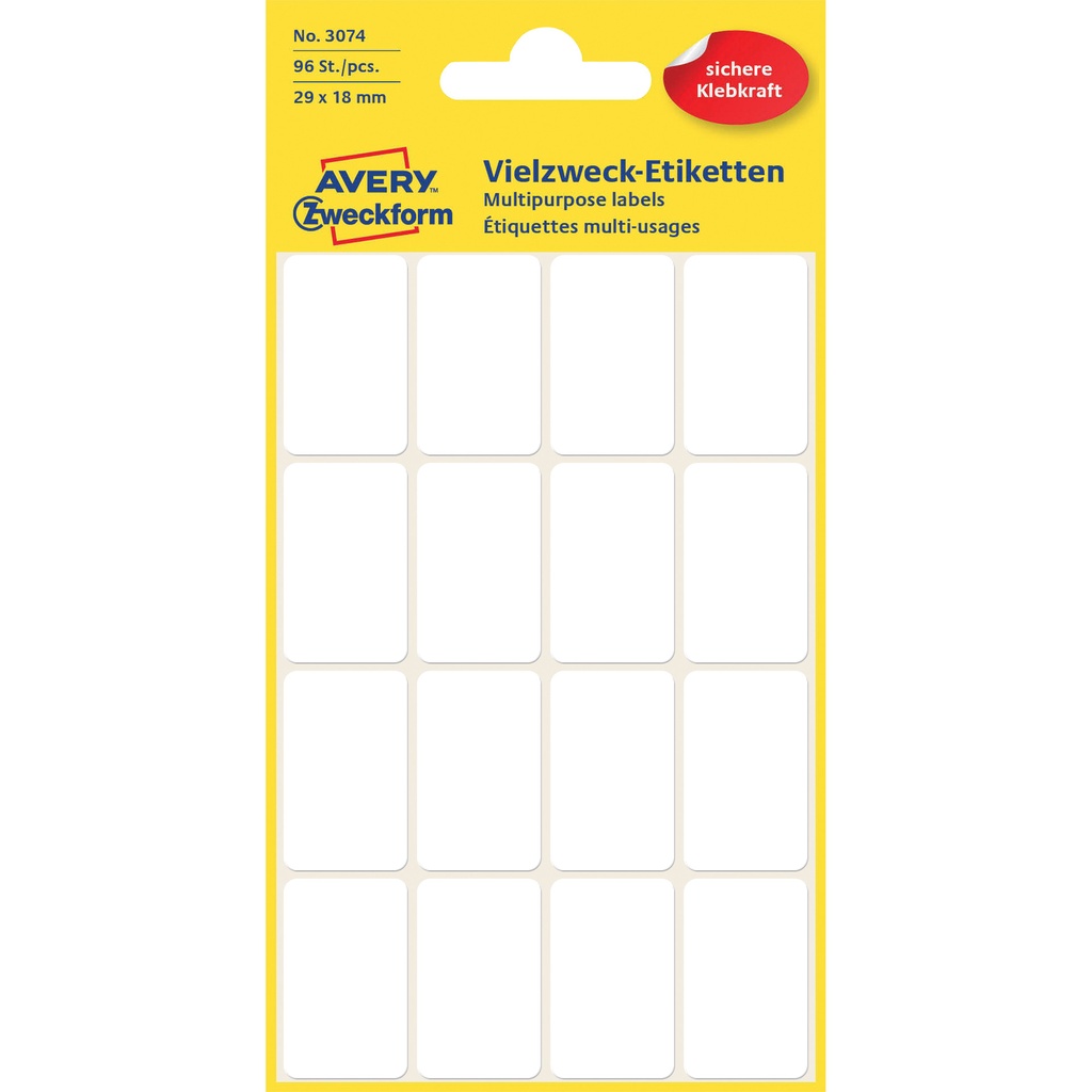 [3074] Etiket Avery 3074 29x18mm wit 96st
