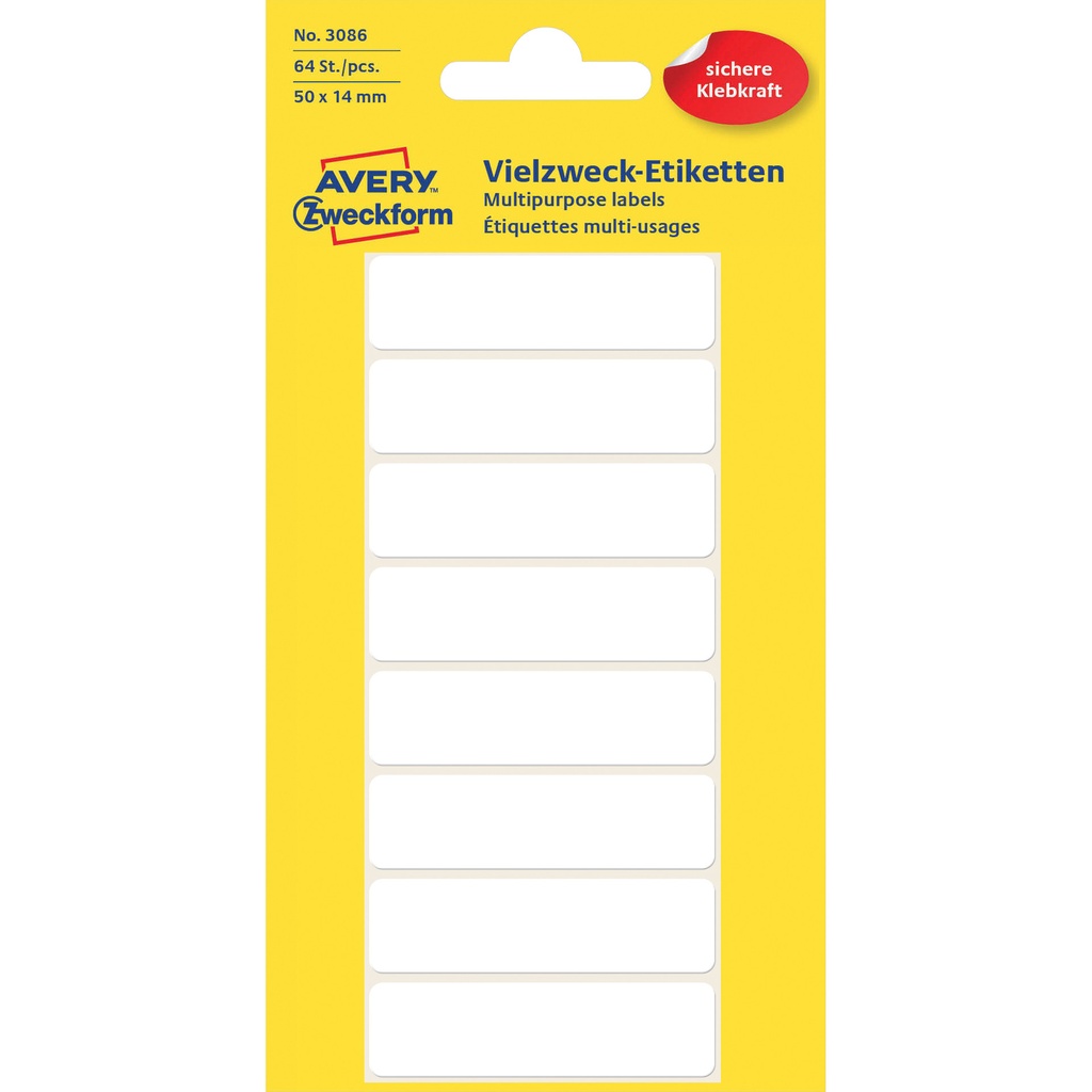 [3086] Etiket Avery 3086 50x14mm wit 64st
