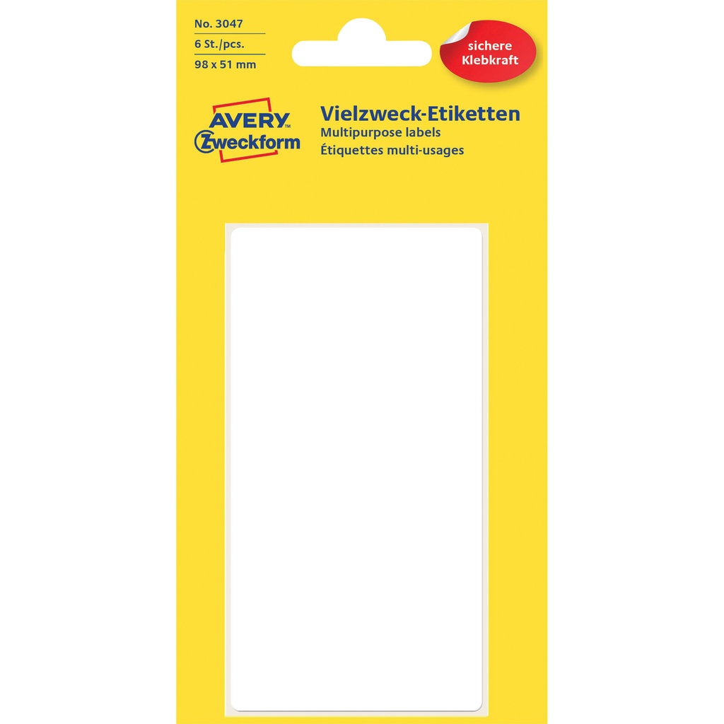 [3047] Etiket Avery 3047 98x51mm wit 6st