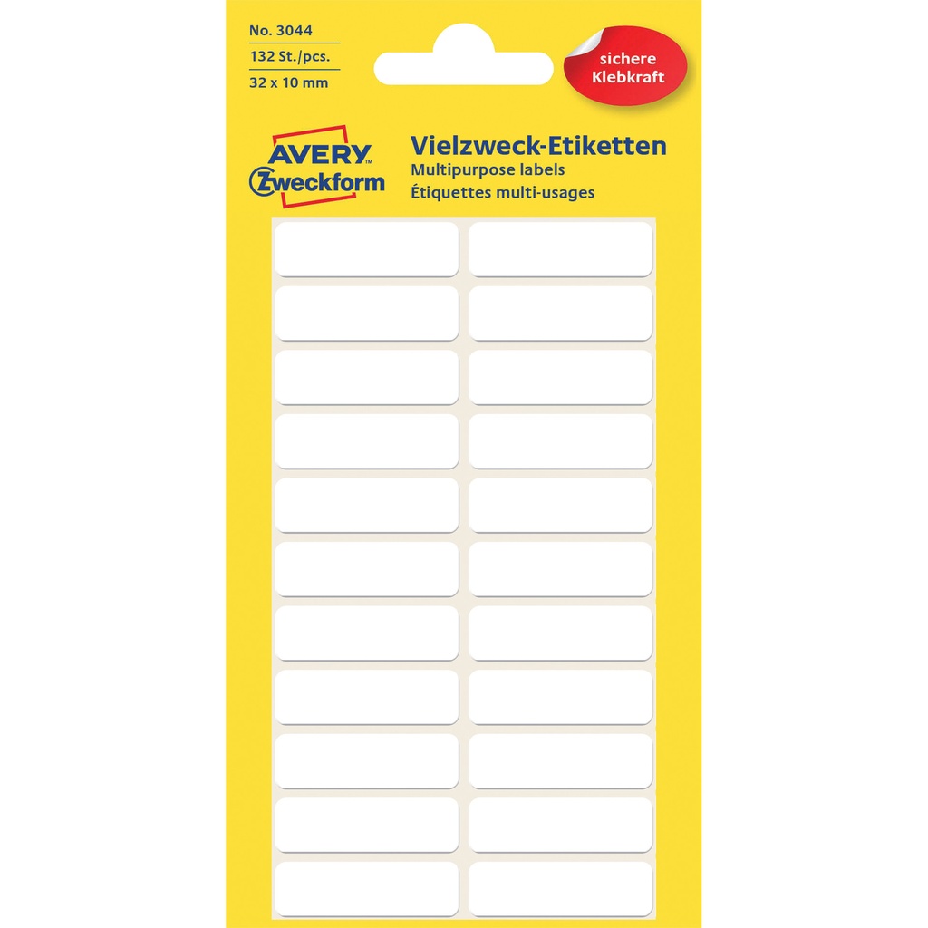 [3044] Etiket Avery 3044 32x10mm wit 132st