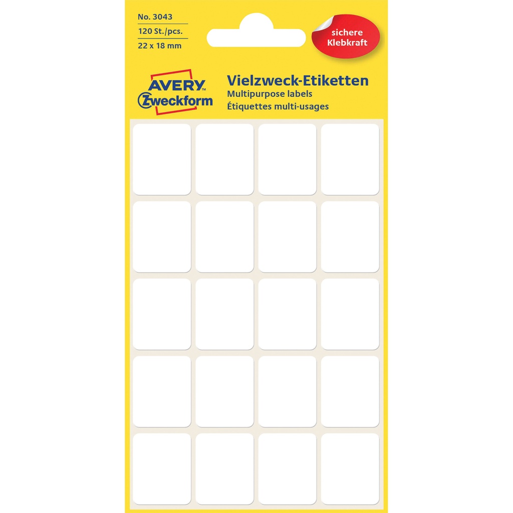[3043] Etiket Avery 3043 22x18mm wit 120st