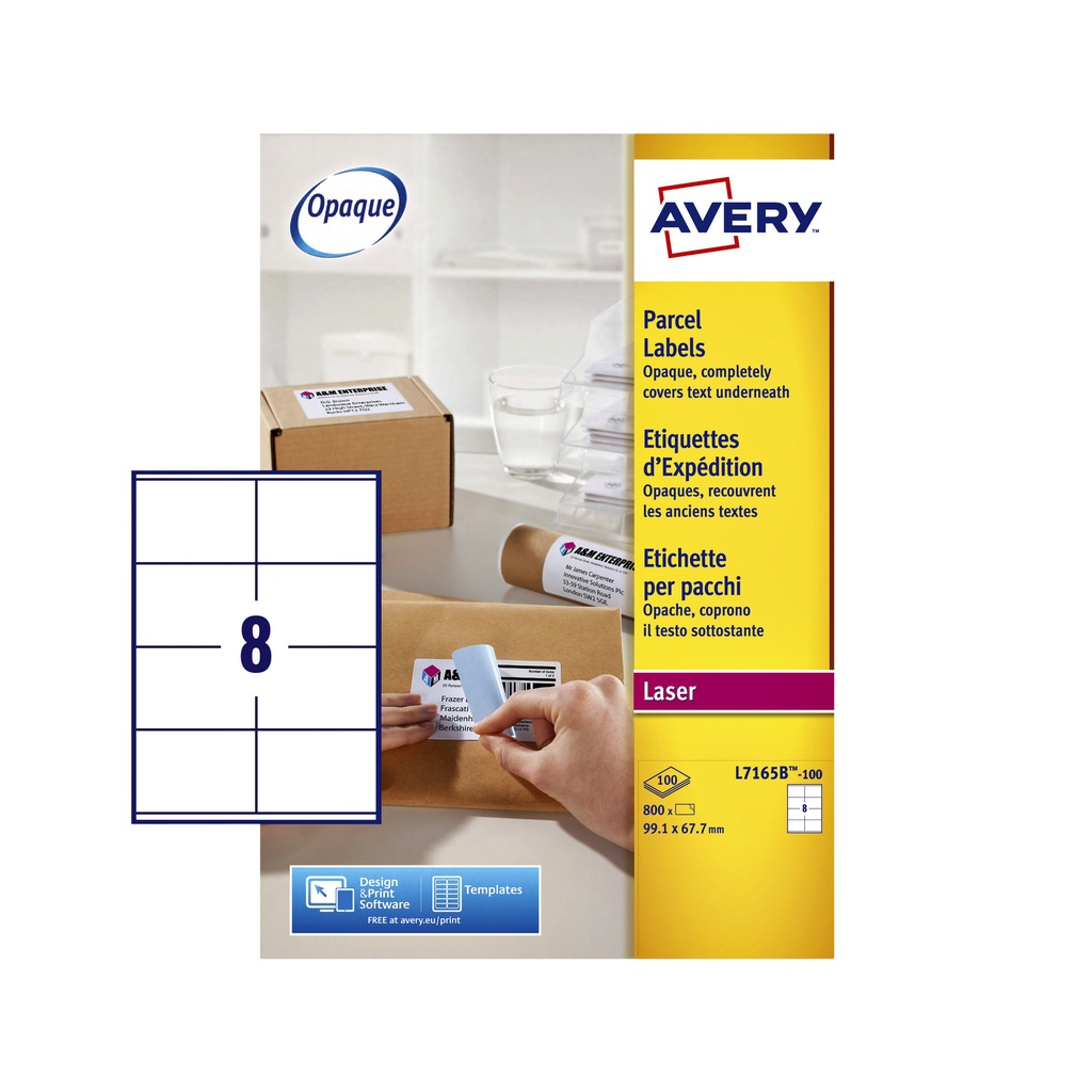 [L7165B-100] Etiket Avery L7165B 99.1x67.7mm blockout 800st