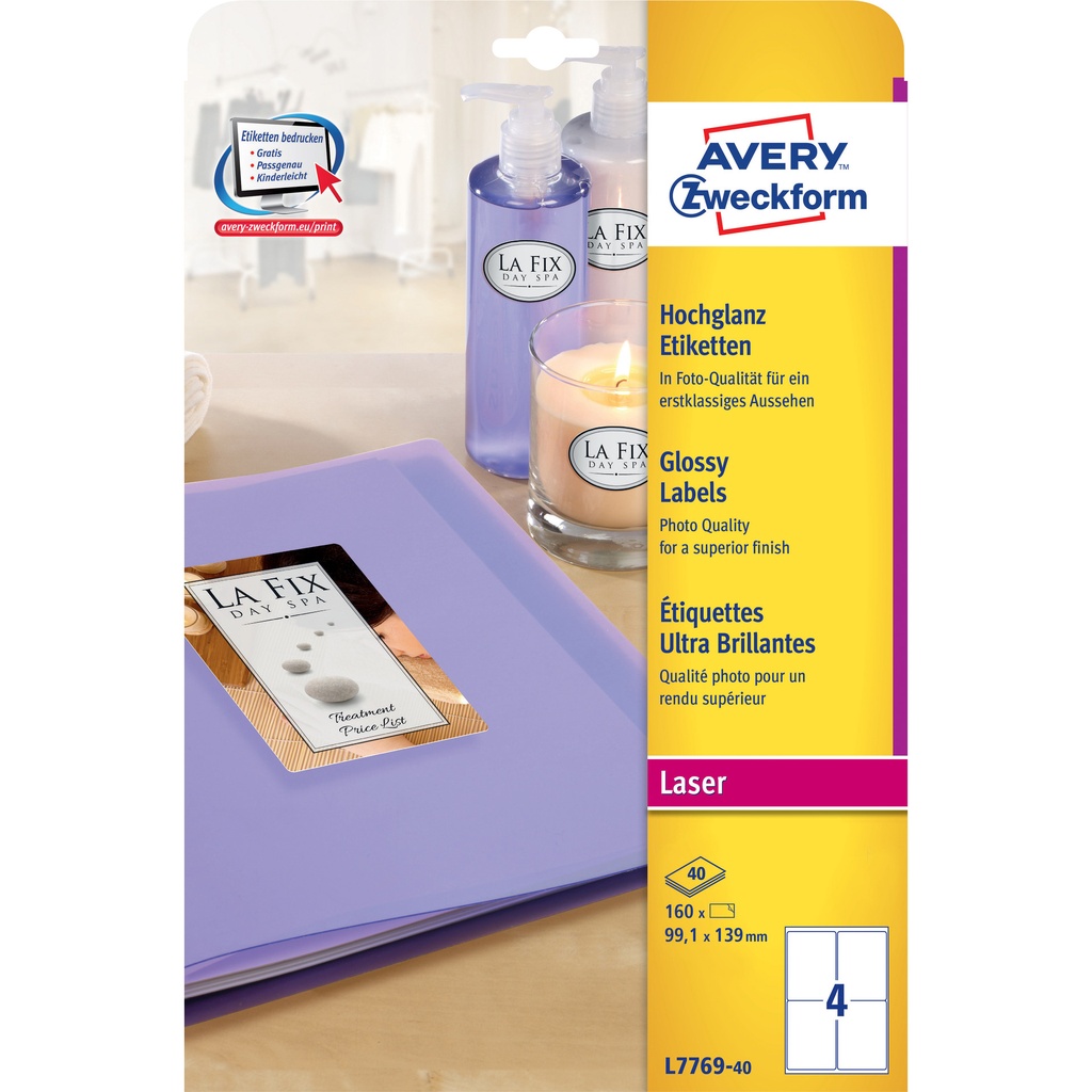 Etiket Avery L7769-40 99.1x139mm glans wt 160st