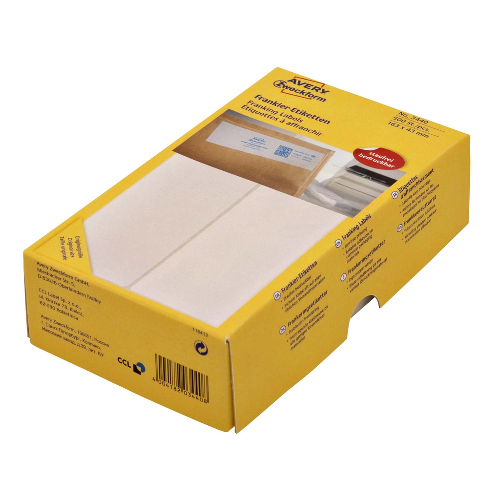 [3441] Frankeeretiket Avery 3441 128x38mm 500st
