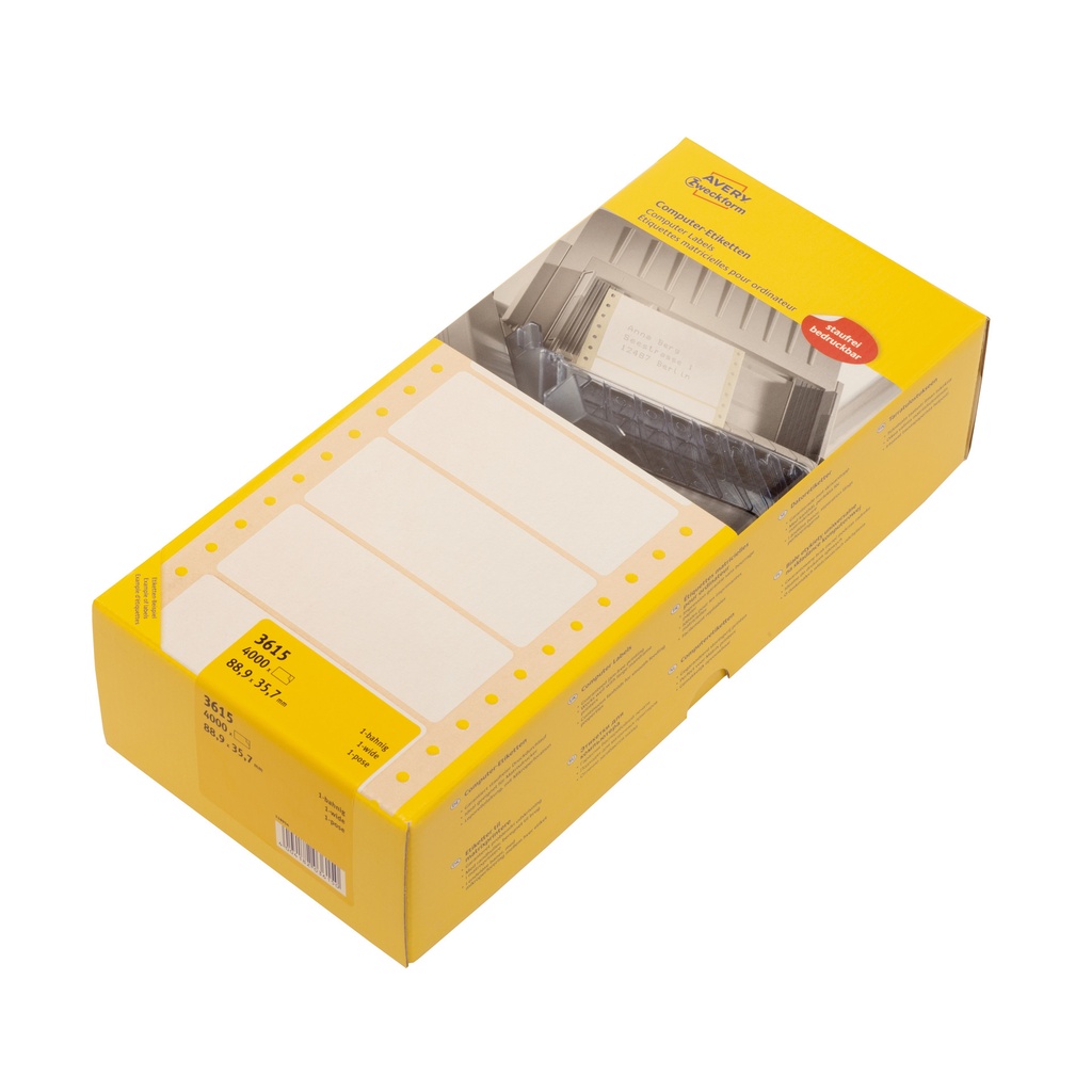 [3615] Etiket Avery 3615 88.9x35.7mm 1-baans wit 4000st