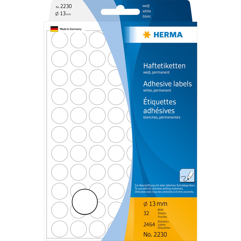 [2230] Etiket HERMA 2230 rond 13mm wit 2464st