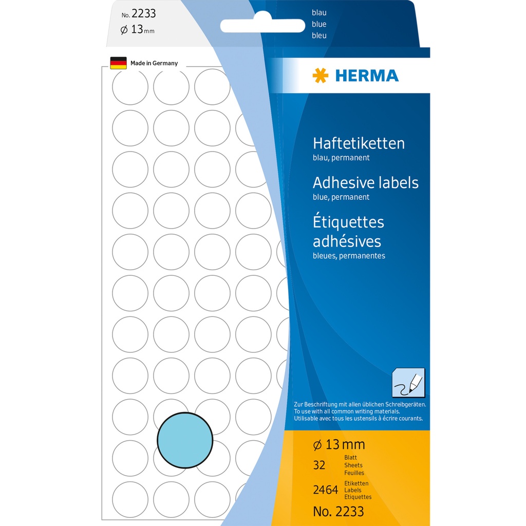[2233] Etiket HERMA 2233 rond 13mm blauw 2464st