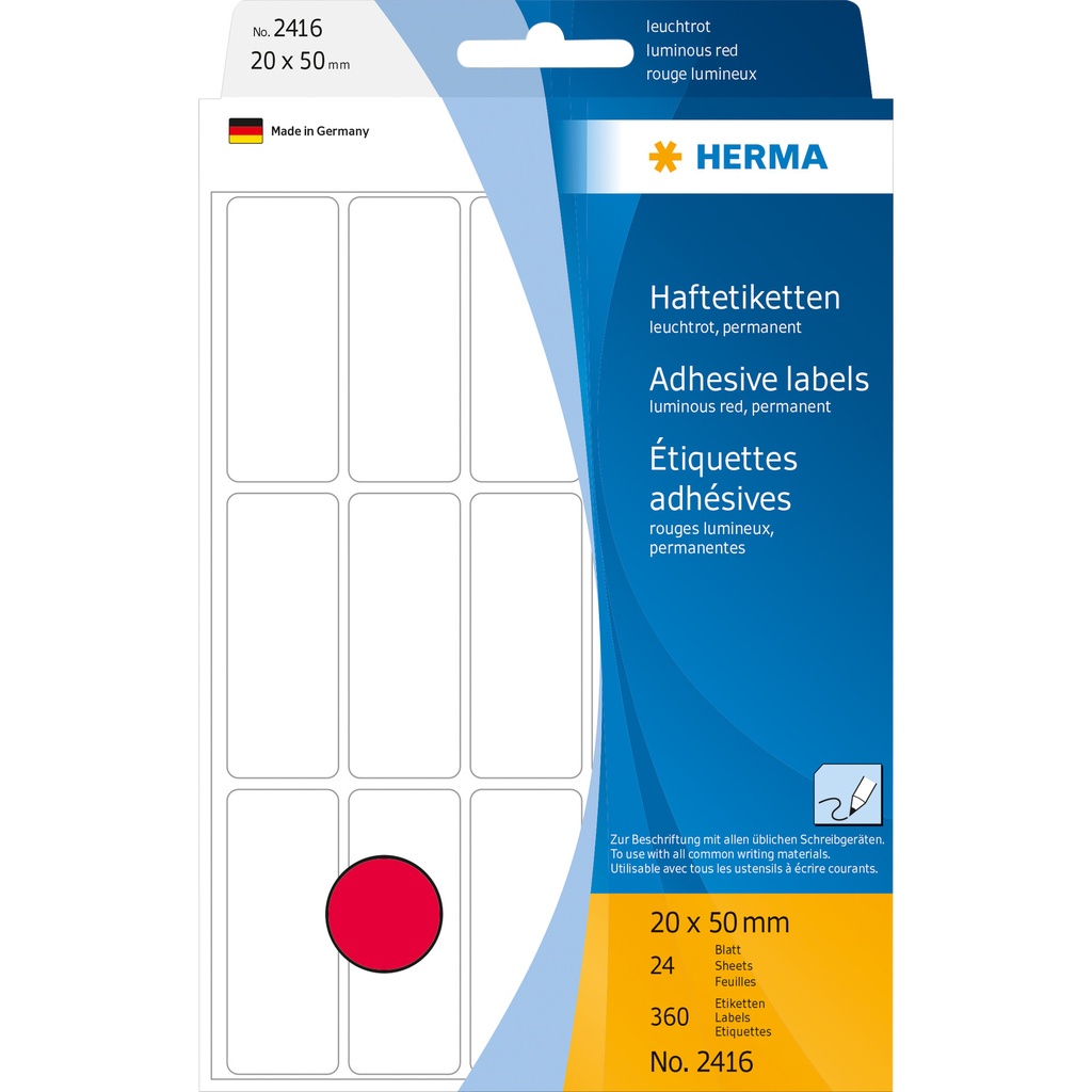 [2416] Etiket HERMA 2416 20x50mm fluor rood 360st