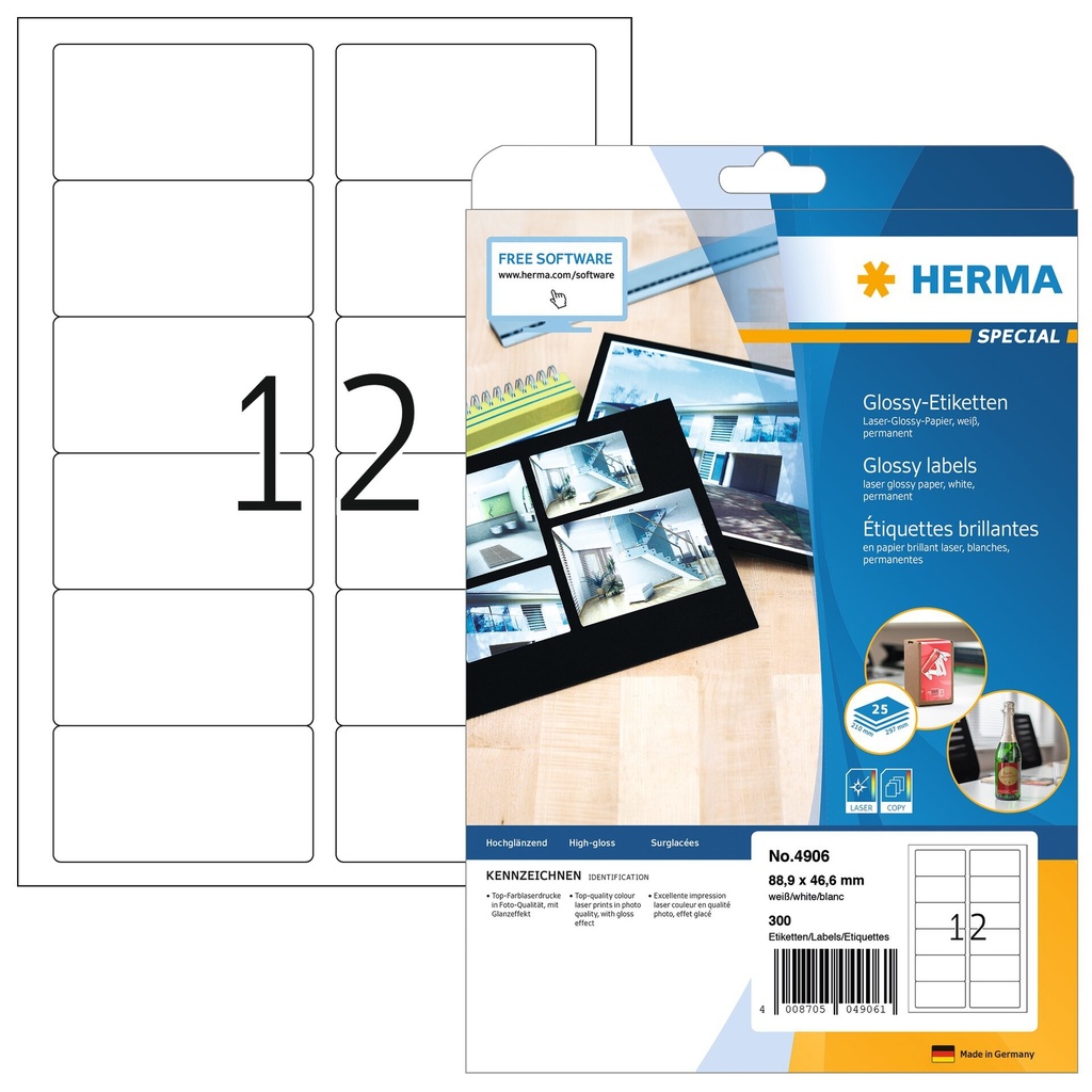 [4609] Etiket HERMA 4609 52.5x21.2mm prem wit 11200st