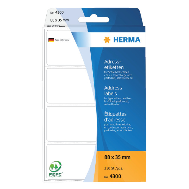 [4300] Etiket HERMA adres 4300 88x35mm zig-zag 250st