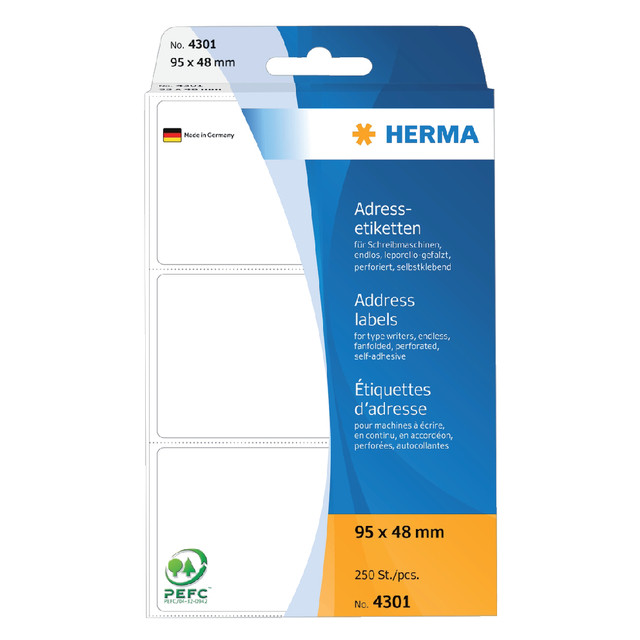 [4301] Etiket HERMA adres 4301 95x48mm zig-zag 250st