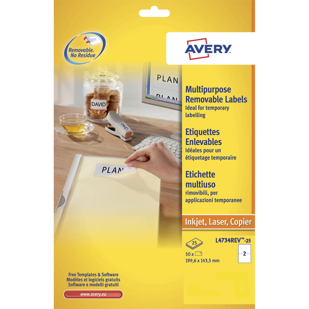 [L4734REV-25] Etiket Avery L4734REV 199.3x143.5mm wit 50st