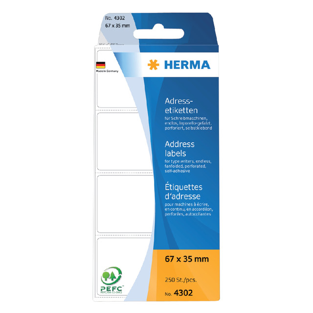 [4302] Etiket HERMA adres 4302 67x35mm zig-zag 250st