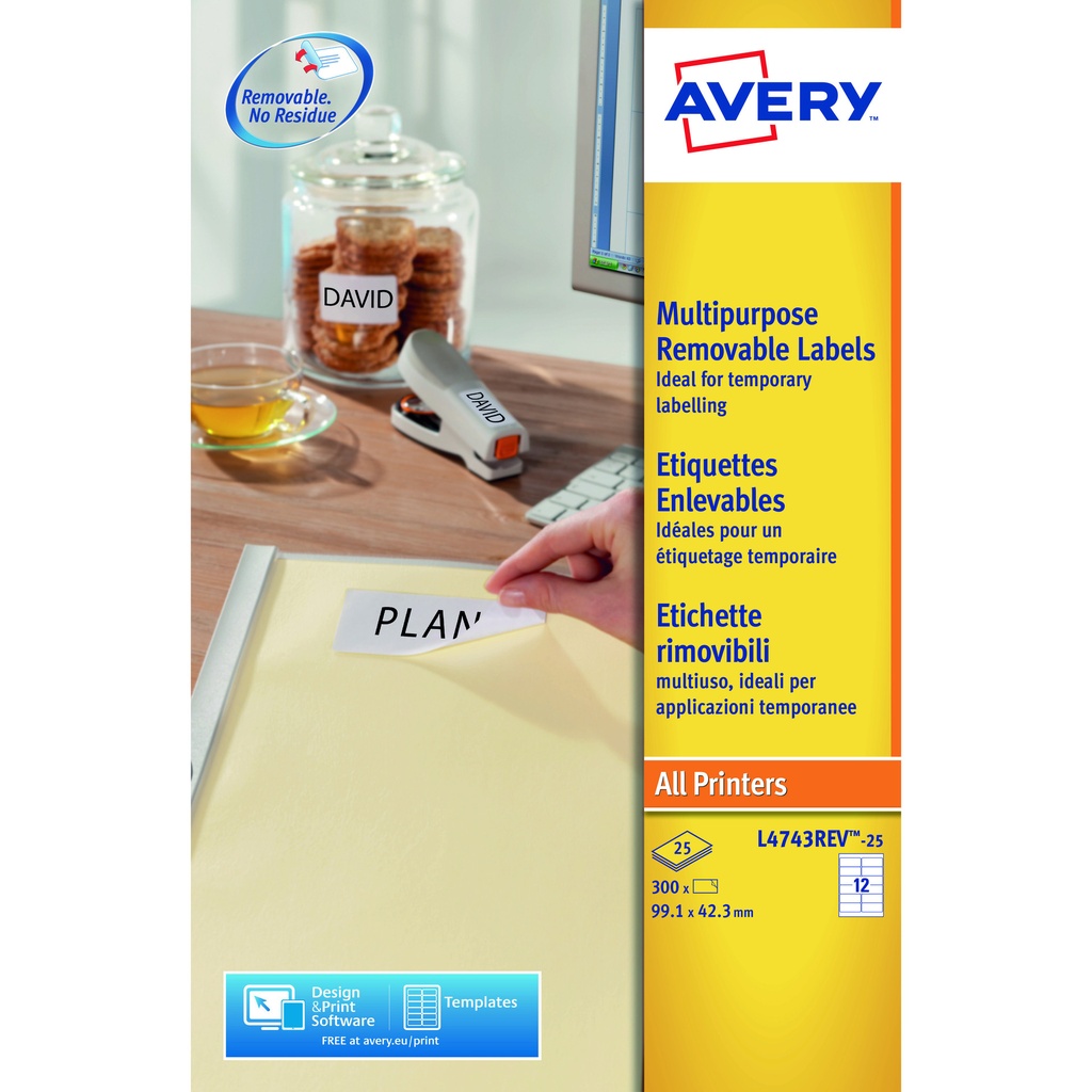 [L4743REV-25] Etiket Avery L4743REV-25 99.1x42.3mm wit 300st