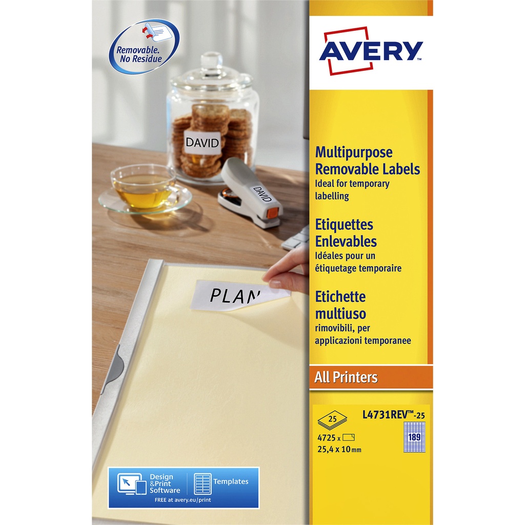 [L4731REV-25] Etiket Avery L4731REV-25 25.4x10mm wit 4725st