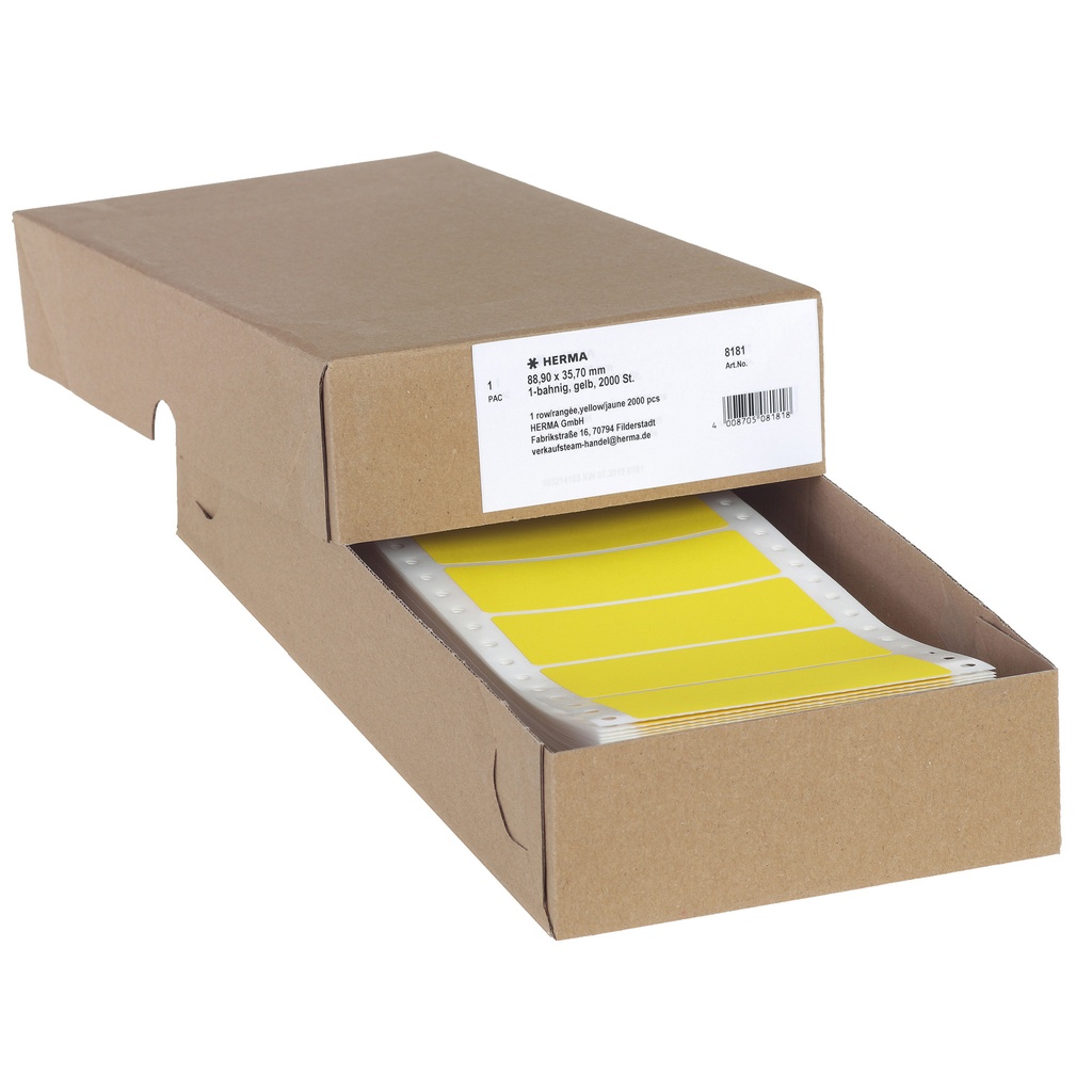 [8181] Etiket HERMA 8181 88.9x35.7mm 1-baans geel 2000st
