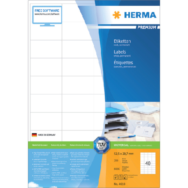 [4610] Etiket HERMA 4610 52.5x29.7mm prem wit 8000st