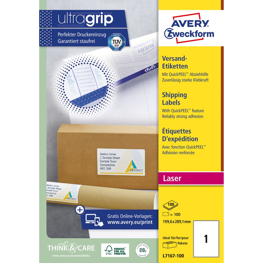 [L7167-100] Etiket Avery L7167 199.6x289.1mm wit 100st