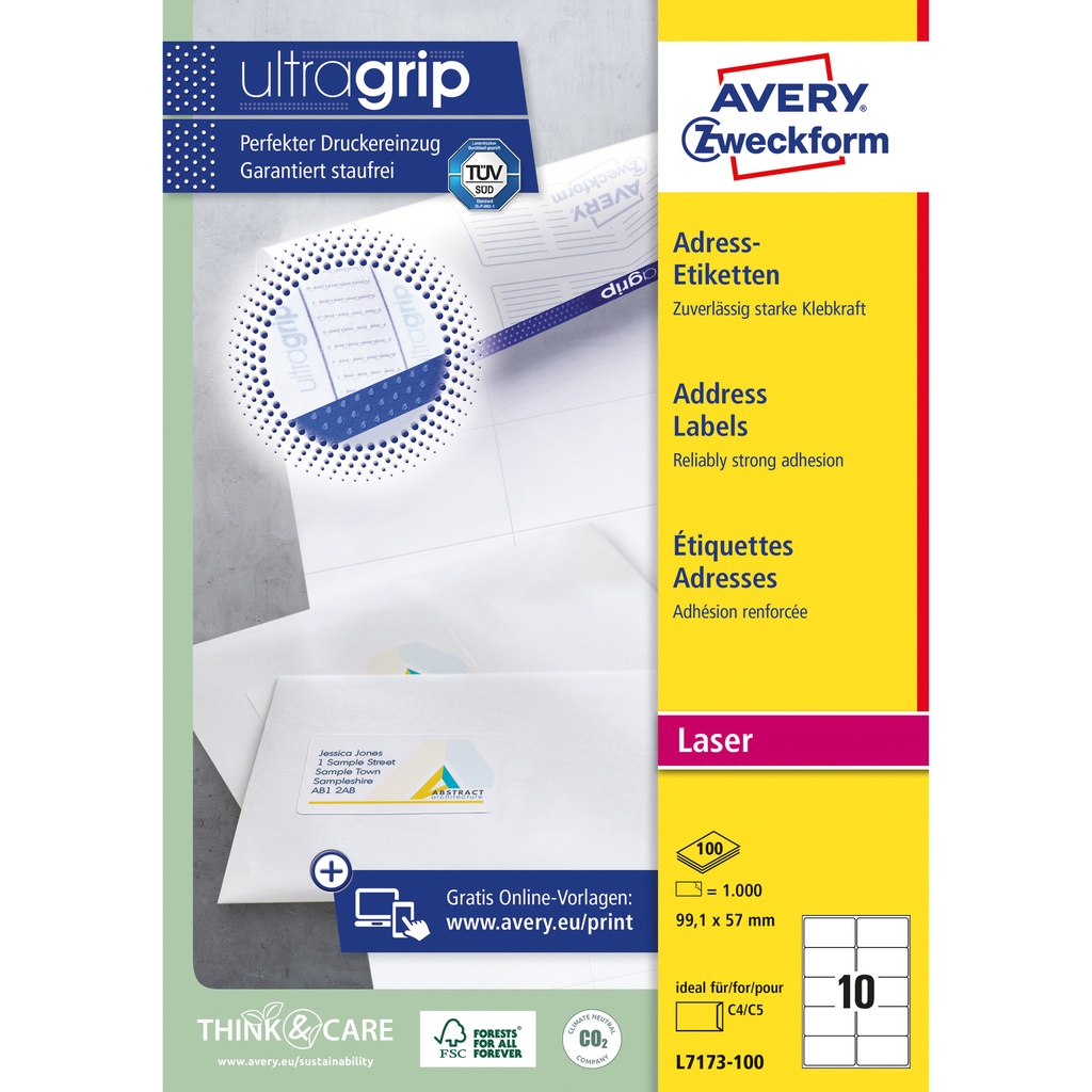 [L7173-100] Etiket Avery L7173 99.1x57mm wit 1000st