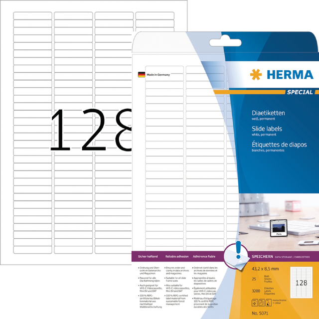 [5071] Etiket HERMA 5071 43.2x8.5mm dia wit 3200st