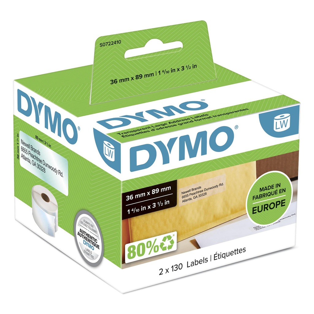 [S0722410] Etiket Dymo LabelWriter adressering 36x89 2st trns