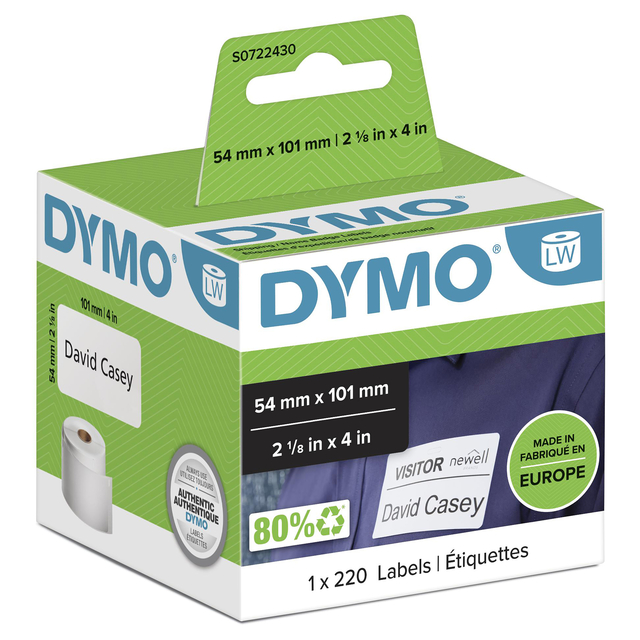 Etiket Dymo LabelWriter naamkaart 54x101 wit