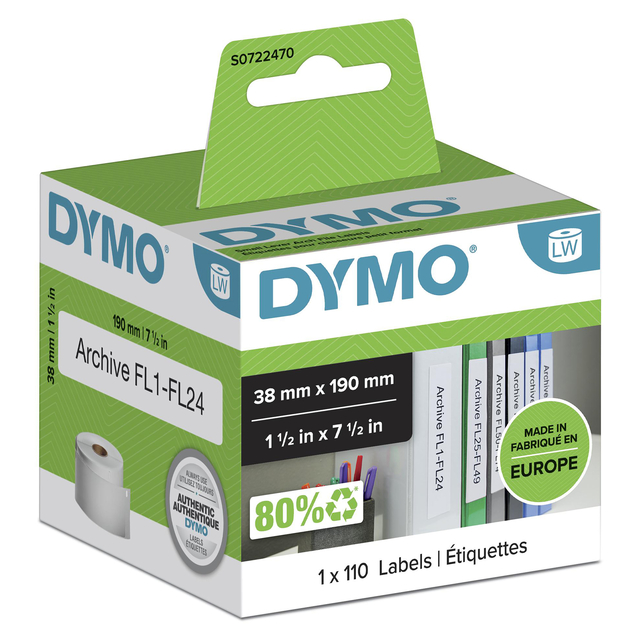 [S0722470] Etiket Dymo LabelWriter multif 38x190 wit