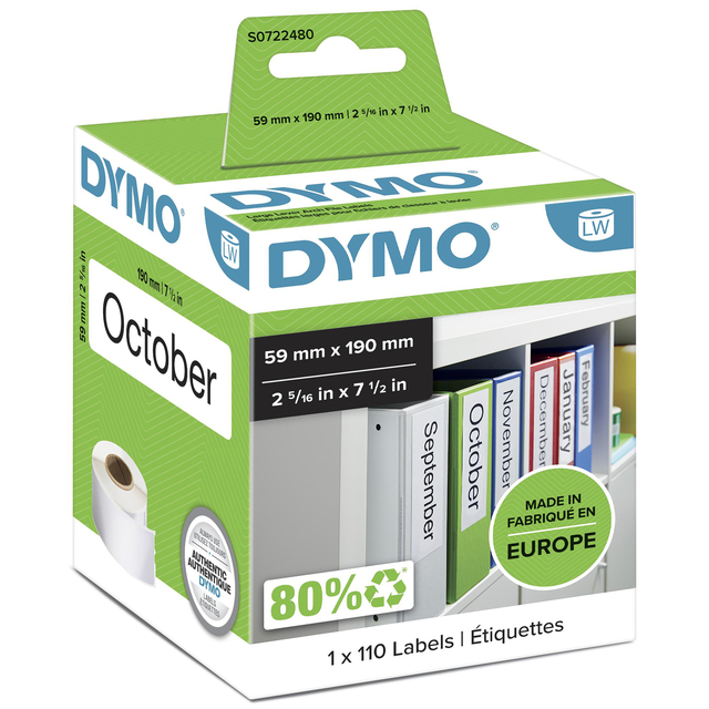 Etiket Dymo LabelWriter ordner 59x190 wit