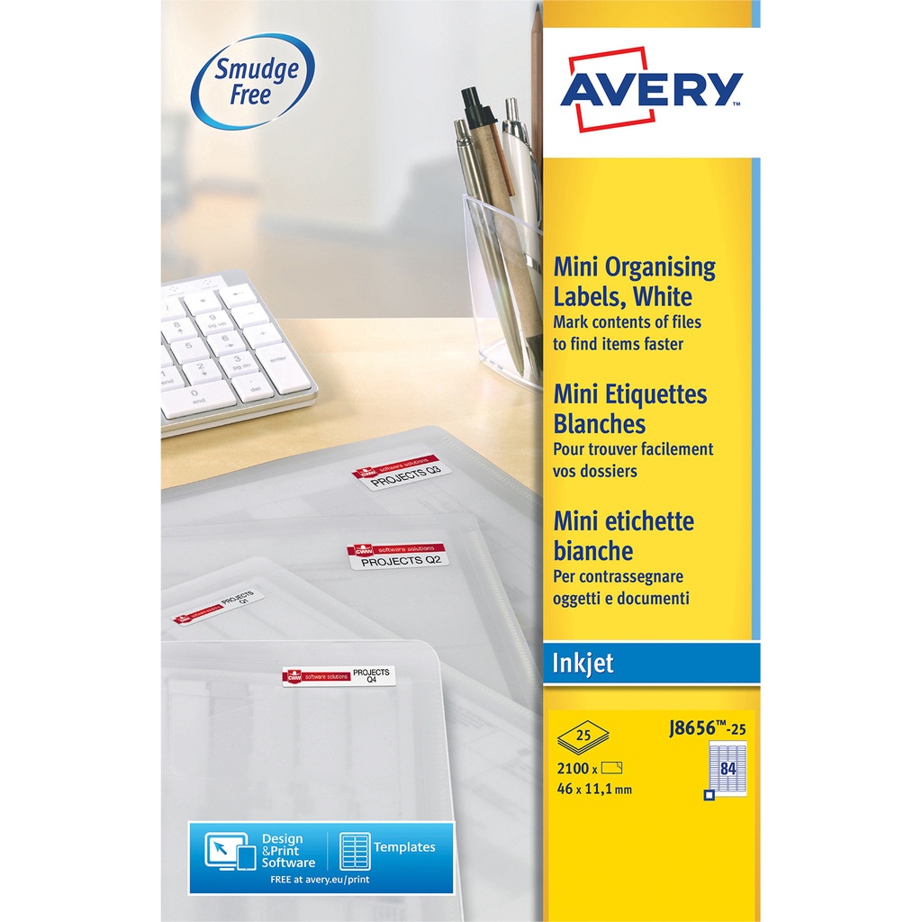Etiket Avery J8656-25 46x11.1mm wit 2100st