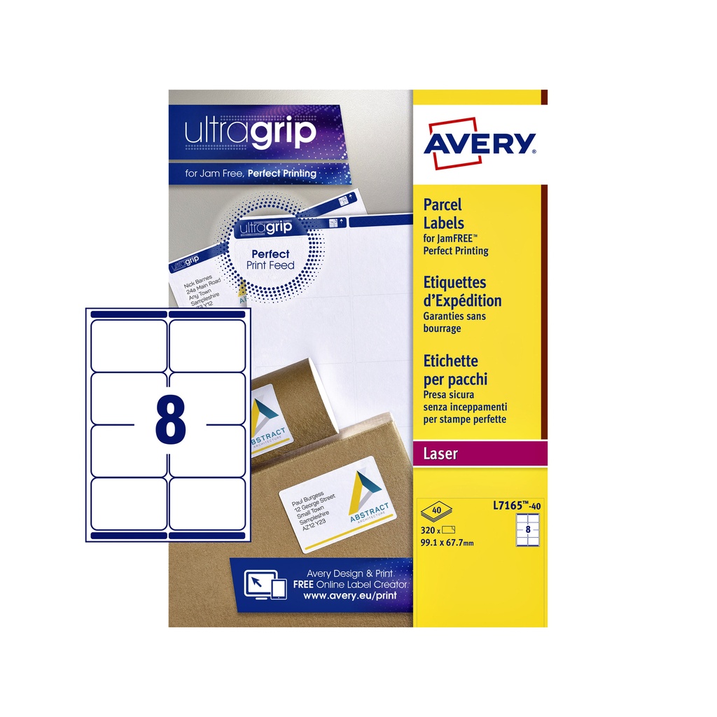 [L7165-40] Etiket Avery L7165-40 99.1x67.7mm wit 320st