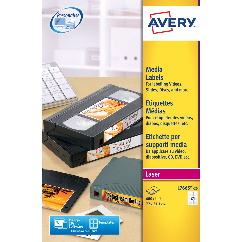 [L7665-25] Etiket Avery L7665-25 72x21.2mm600st
