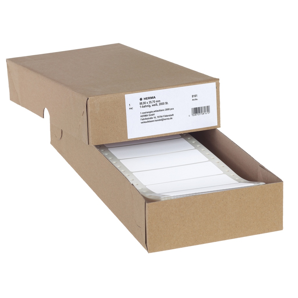 [8161] Etiket HERMA 8161 88.9x35.7mm 1-baans wit 2000st