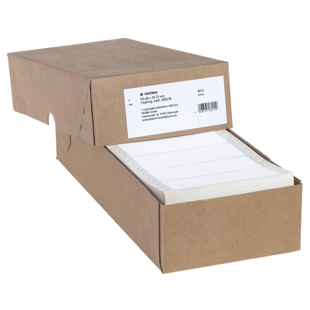 [8212] Etiket HERMA 8212 101.6x35.7mm 1-baans wit 4000st