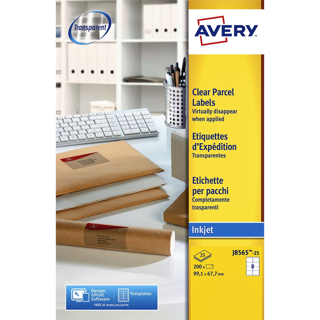 [J8565-25] Etiket Avery J8565-25 99.1x67.7mm tr 200st