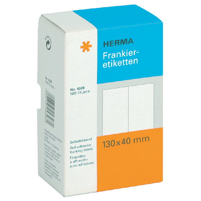 [4328] Frankeeretiket HERMA 4328 dubbel 130x40mm 500st