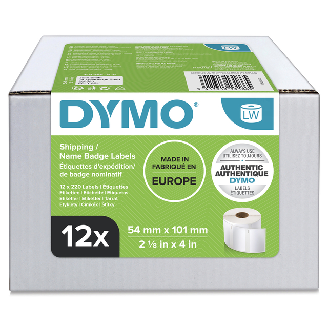 [S0722420] Etiket Dymo LabelWriter naamkaart 54x101 12st wit