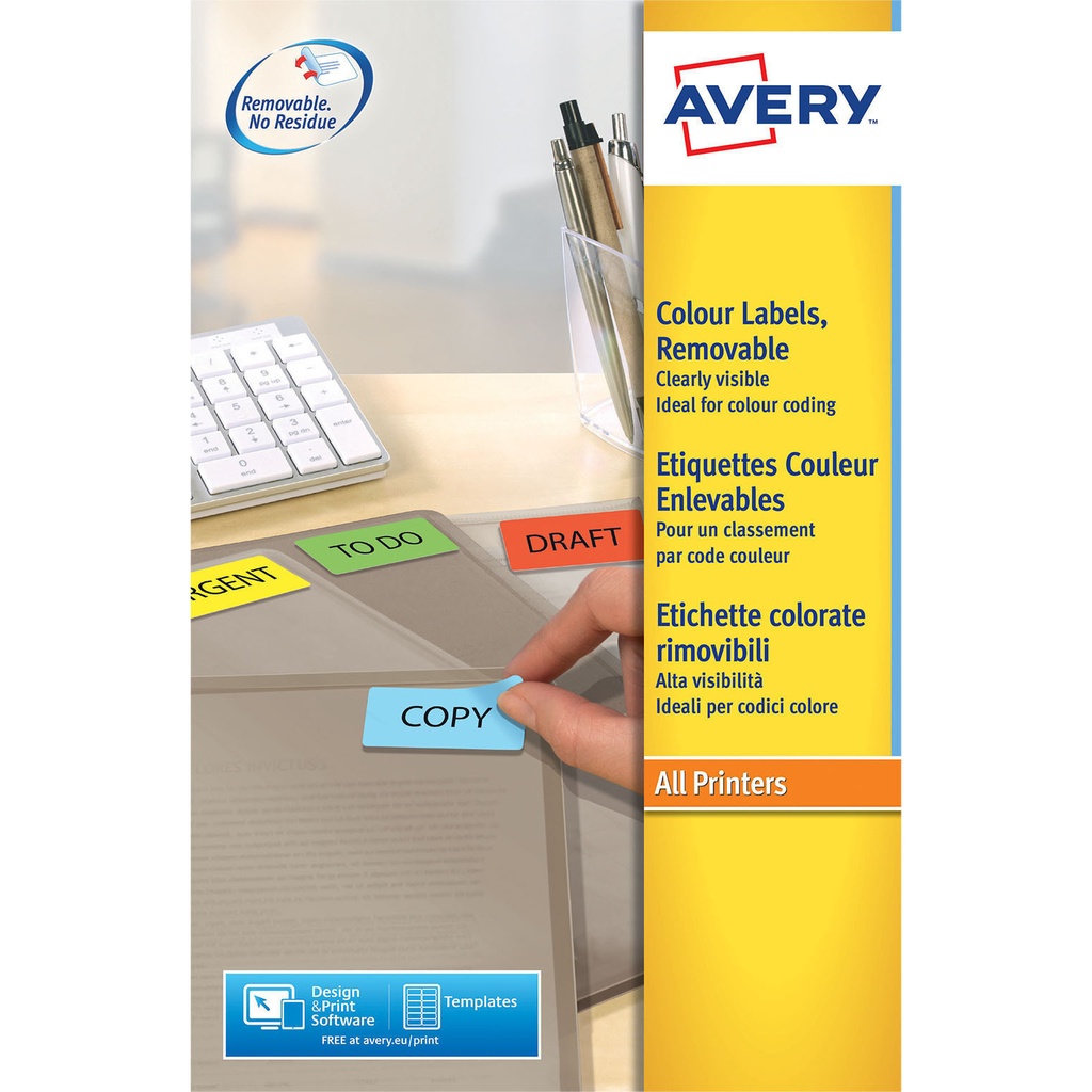 [L6041-20] Etiket Avery L6041-20 45.7x21.2mm geel 960st
