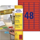 Etiket Avery L6038-20 45.7x21.2mm rood 960st