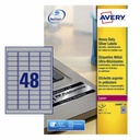 Etiket Avery L6009-20 45.7x21.2mm zilver 960st