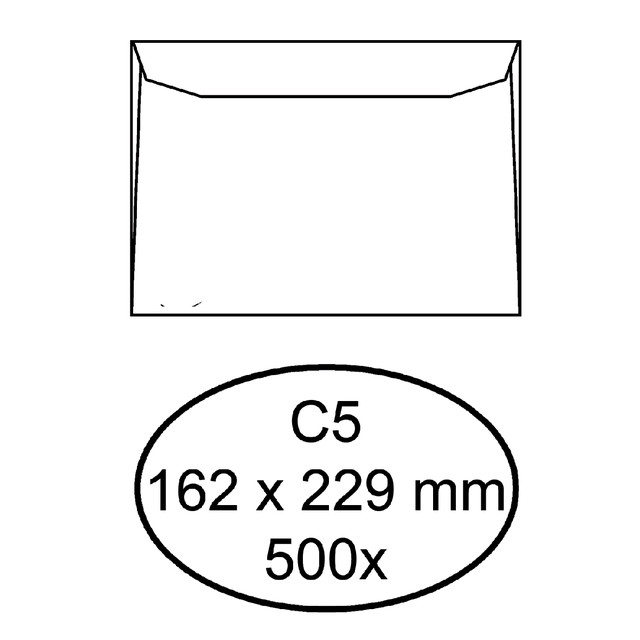 [C5HE80] Envelop Hermes bank C5 162x229 500st wit