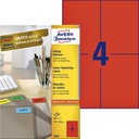 Etiket Avery 3456 105x148mm A6 rood 400st