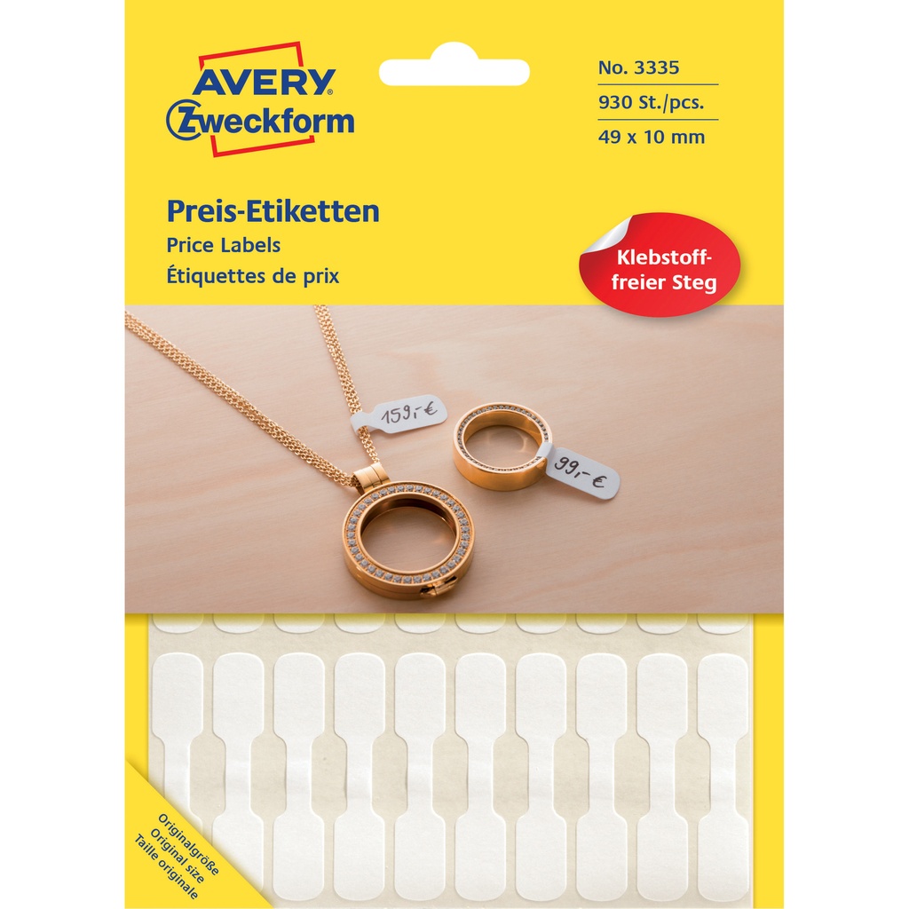 [3335] Etiket Avery 3335 49x10mm wit 924st