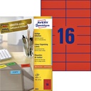 Etiket Avery 3452 105x37mm rood 1600st