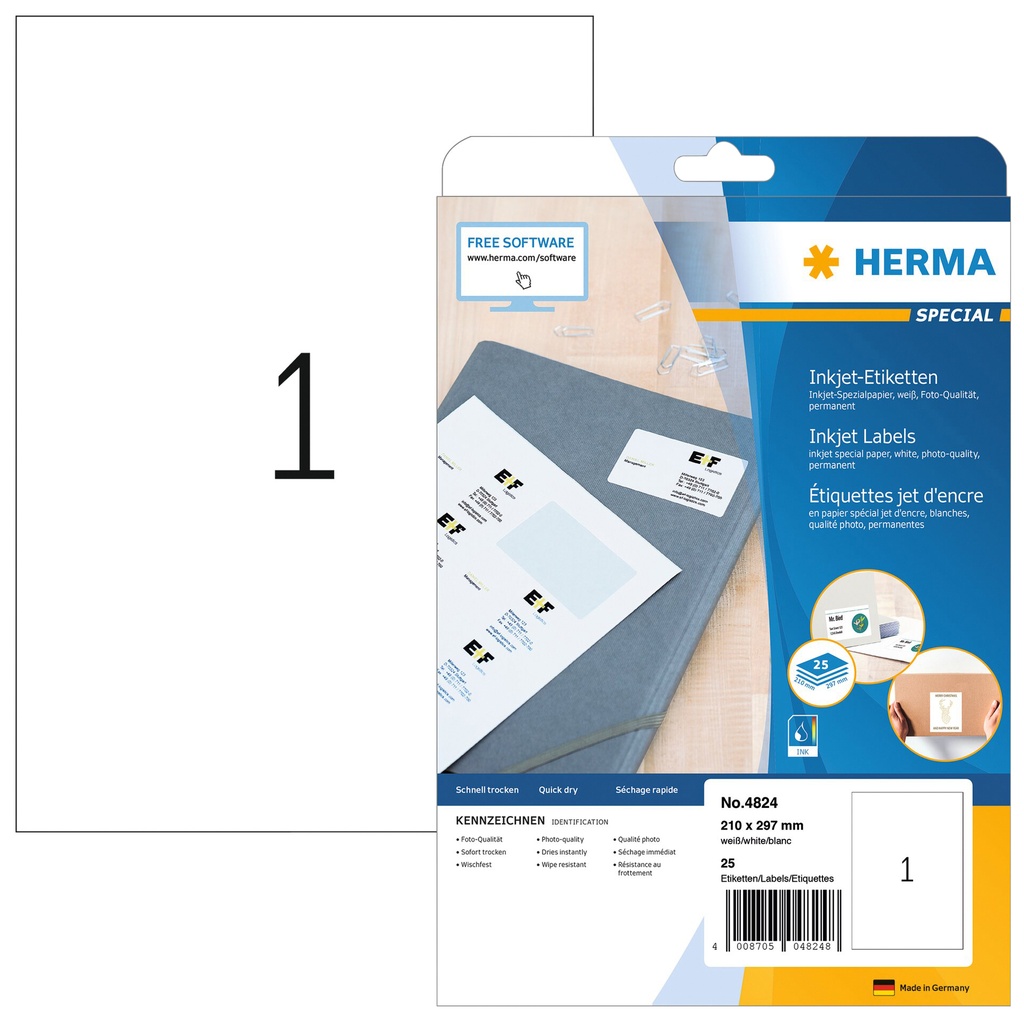 [4824] Etiket HERMA 4824 210x297mm wit 25st