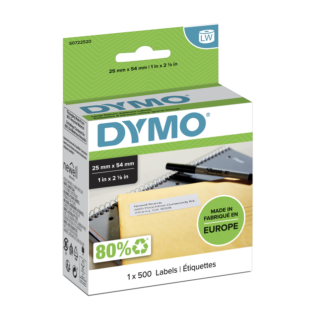 Etiket Dymo LabelWriter adressering 25x54 wit