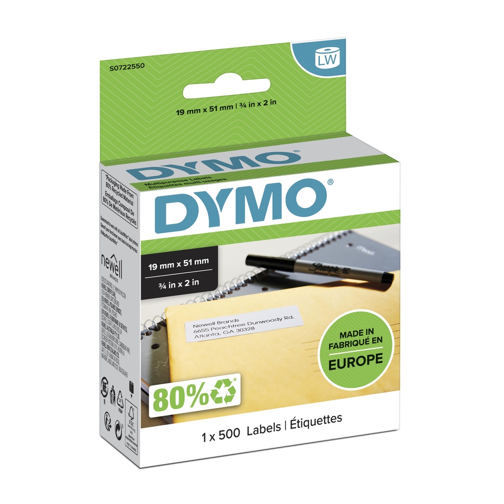 [S0722550] Etiket Dymo LabelWriter multifunctioneel 19x51 wit
