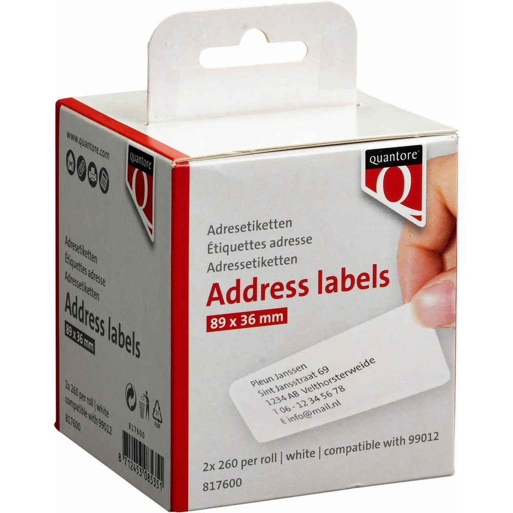 Label Etiket Quantore 99012 36x89mm adres wt